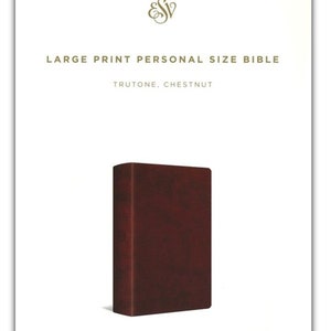 PERSONALIZED *** ESV Large Print Personal Size Bible - Soft Leather-look - Chestnut. *** Custom Name Imprint