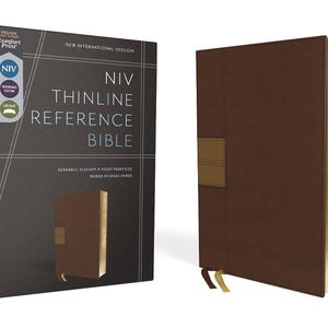 PERSONNALISÉ ** Bible de référence VNI Thinline - impression confort - similicuir souple - marron ** nom personnalisé