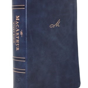 PERSONALIZED     NKJV, MacArthur Studienbibel - Leathersoft - Navy Blue - Comfort Print _ Individueller Namensabdruck