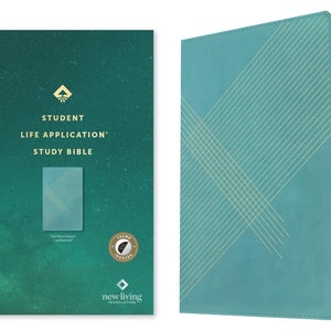 PERSONALIZED ** NLT Student Life Application Study Bible - Filament Enabled - LeatherLike - Teal Blue Stripped - INDX * Custom Name Imprint