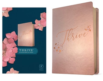 PERSONALIZED *** NLT THRIVE Devotional Bible for Women - Soft Leather-look, Rose Metallic. Custom Name Imprint
