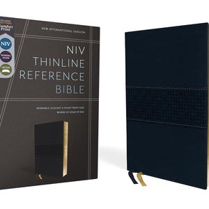 PERSONNALISÉ ** Bible de référence VNI Thinline - impression confort - similicuir souple - bleu marine ** nom personnalisé