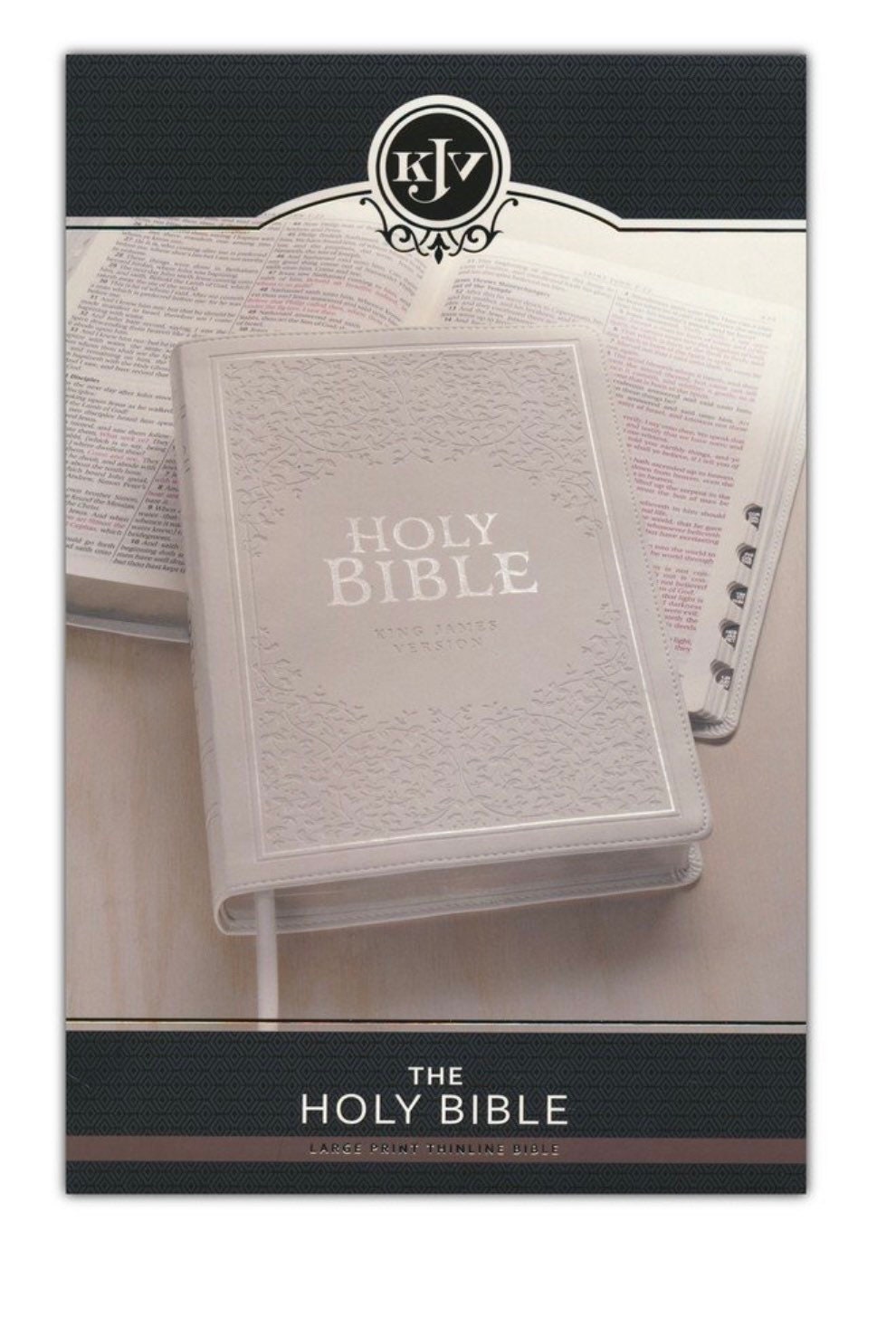 PERSONALIZED *** KJV Holy Bible  Large-Print Thinline White - Indexed *** Custom Name Imprint