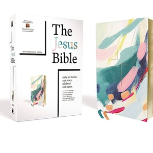 PERSONALIZED *** NIV, The Jesus Bible. Multi-color/Teal, Comfort Print. *** Custom Name Imprint
