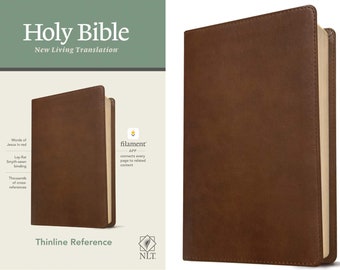 PERSONALIZED *** NLT Thinline Reference Bible - Filament Enabled Edition - Soft Leather-look - Rustic Brown. *** Custom Name Imprint