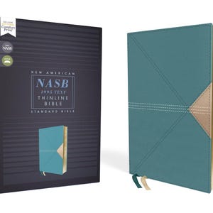 PERSONALIZED *** NASB, Thinline Bible, Leathersoft, Teal, Red Letter Edition, 1995 Text *** Custom Name Imprint