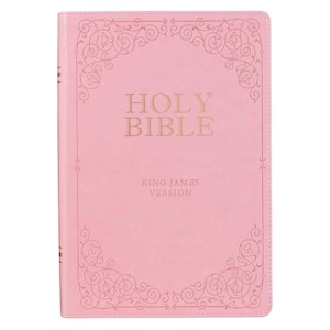 PERSONALISIERT ** KJV Riesendruck Bibel - Kunstleder - Rosa - Indexiert ** Individueller Namensaufdruck