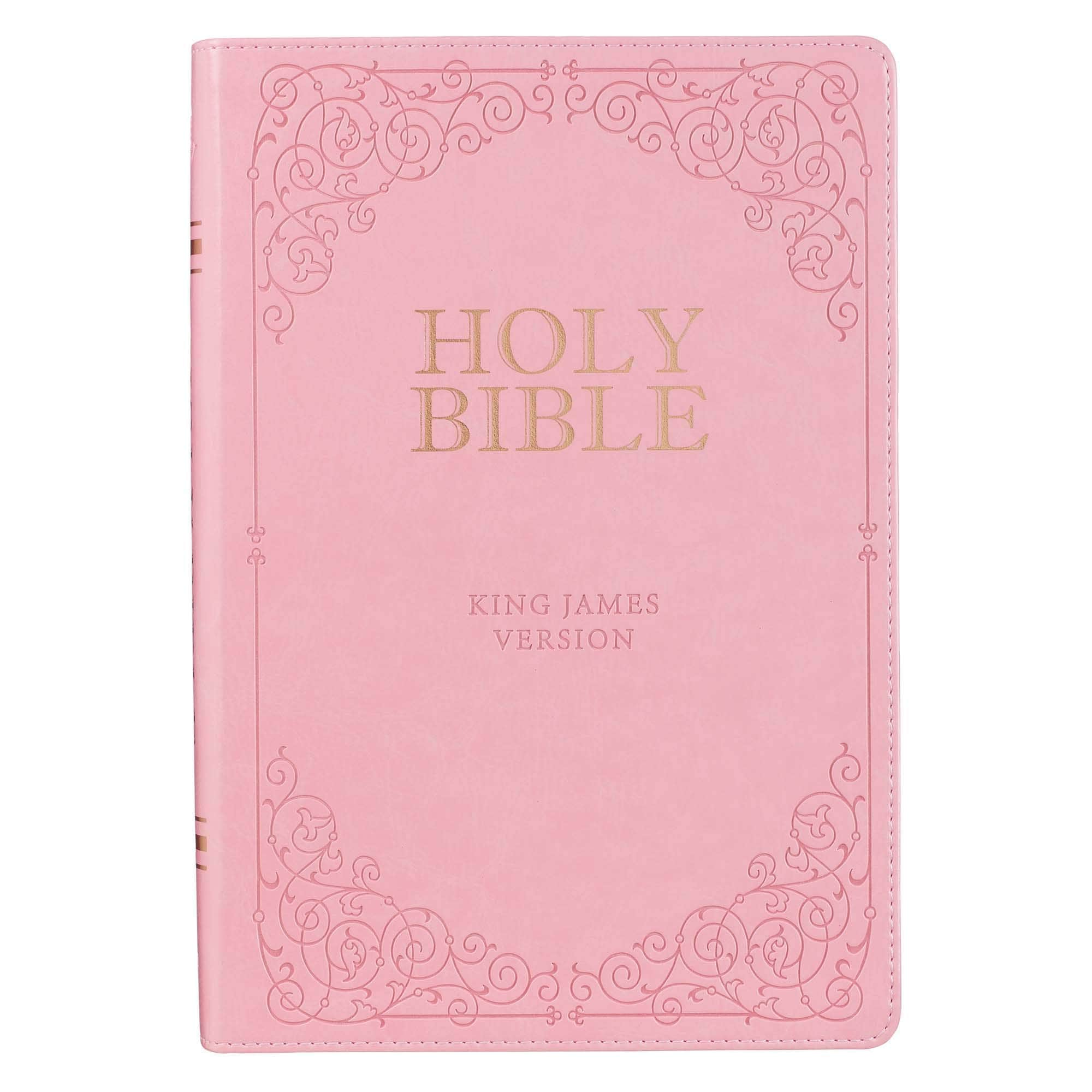 PERSONNALISÉ Bible à imprimé géant KJV Simili cuir rose Indexée. Impression  de nom personnalisée -  France