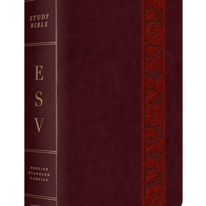 PERSONALISIERT     ESV Studienbibel, Großdruck, TruTone, Mahagoni, Trellis-Design - INDEXED  