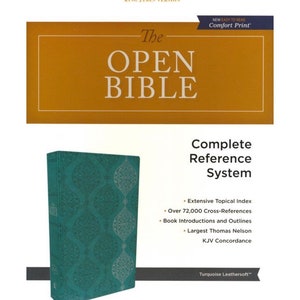 PERSONALIZED *** The KJV Open Bible, Comfort Print Soft Leather-look, Turquoise *** Custom Name Imprint