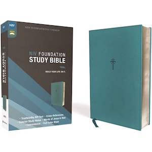 PERSONALIZED *** NIV - Foundation Study Bible - Leathersoft - Teal - Red Letter Edition *** Custom Name Imprinted