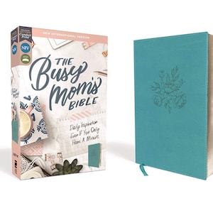 PERSONALIZED *** NIV Busy Mom&#39;s Bible, Comfort Print, Leathersoft, Teal *** Custom Name Imprint