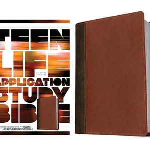 PERSONALIZED *** NLT Teen Life Application Study Bible, Soft Leather-look, Brown  *** Custom Name Imprint