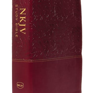 PERSONALISIERT ** NKJV Comfort Print Vollfarbe Studienbibel - Kunstleder - Cranberry ** Benutzerdefinierter Namensabdruck