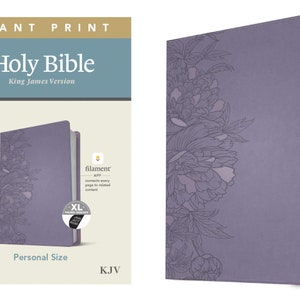 PERSONALIZED ** KJV Giant-Print Personal-Size Bible - Filament Enabled - Soft Leather-look - peony/lavender - INDEXED ** Custom Name