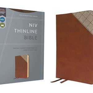 PERSONALIZED *** NIV Thinline Bible - Comfort Print - Soft Leather-look - Brown *** Custom Name Imprint