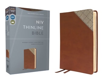 PERSONALIZED *** NIV Thinline Bible - Comfort Print - Soft Leather-look - Brown *** Custom Name Imprint
