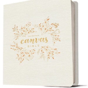PERSONALIZED ** The Message Canvas Bible: Coloring and Journaling the Story of God - Leather-Look - white - Gold Leaf ** Custom Name Imprint