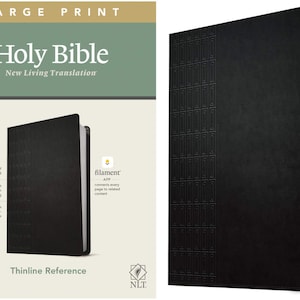 PERSONALIZED *** NLT Large-Print Thinline Reference Bible - Filament Enabled Edition - Soft Leather-look - Black *** Custom Name Imprint