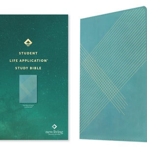PERSONALIZED *** NLT Student Life Application Study Bible - Filament Enabled - LeatherLike - Teal Blue Stripped *** Custom Name Imprint