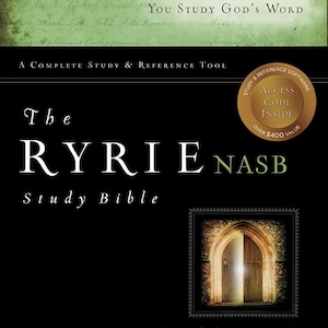 PERSONALIZADA *** Biblia de estudio Ryrie NAS en cuero genuino, negra, letras rojas, indexada *** Impresión de nombre personalizada