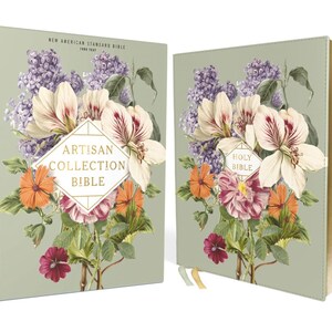 PERSONALIZED *** NASB 1995 Artisan Collection Bible, Comfort Print, Soft Leather-look, Sage Floral. *** Custom Name Imprint