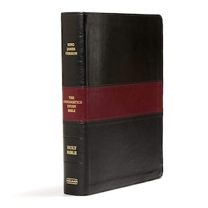 PERSONALIZADO *** Biblia de estudio de apologética KJV - Cuero de imitación Leathertouch negro/rojo *** Impresión de nombre personalizado