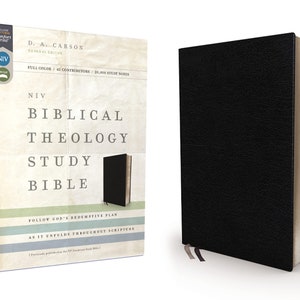 PERSONALIZED *** NIV Biblical Theology Study Bible - Bonded Leather - Black - Indexed - Comfort Print  *** Custom Name Imprint