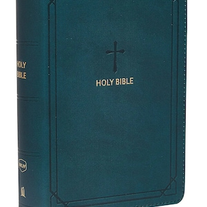 PERSONALIZED *** NKJV Compact Reference Bible - Comfort Print - Soft Leather-look - Teal - Red letter *** Custom Name Imprinted
