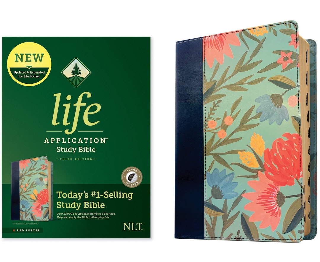 Personalized NLT Life Application Study Bible: Teal Floral, Indexed - Etsy