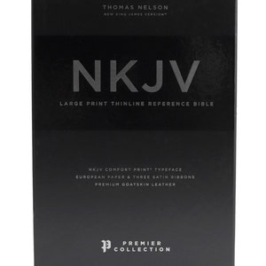 PERSONALISIERT ** NKJV Comfort Print Thinline Referenzbibel - Großdruck - Premium Leder - Schwarz - Premium Kollektion