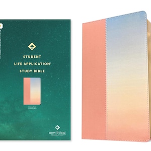 PERSONALIZED *** NLT Student Life Application Study Bible - Filament Enabled - Soft Leather-look - Ombre Pink *** Custom Name Imprint