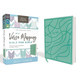 PERSONALIZED *** NIV Verse Mapping Bible for Girls, Comfort Print, Soft Leather-look, Teal. *** Custom Name Imprint