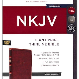 Biblia NVI PERSONALIZADA - Letra Gigante - Impresión de Línea Fina - Impresión Comfort - Piel Suave - Marrón - Letra Roja ** Impresión de Nombre Personalizada