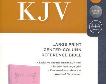 Bibbia KJV personalizzata: caratteri grandi - effetto pelle rosa - colonna centrale - stampa personalizzata del nome