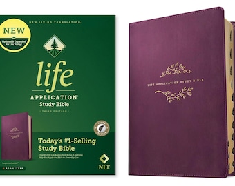 Personalized NLT Life Application Study Bible - Purple Leather-look, Indexed