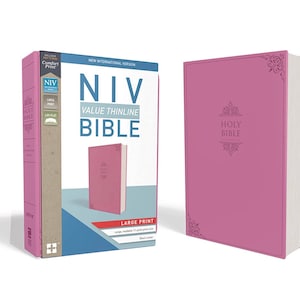 PERSONALIZED *** NIV Value Thinline Bible - Large Print - Leathersoft - Pink - Comfort Print *** Custom Name Imprint