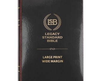 PERSONLIGT UTFORMAD - Legacy Standard Bible: Stor stil, bred marginal - Rödbrun - Konstläder - Anpassat namntryck