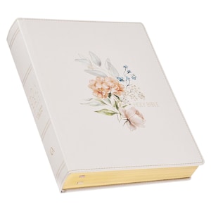 PERSONALISIERTE KJV Heilige Bibel - Bibel zum Notieren im Großdruck - Veganes Leder - Hardcover - Blush Bouquet - Benutzerdefinierter Namensaufdruck