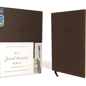 PERSONALIZED *** NIV Comfort Print Journal the Word Bible - Imitation Leather - Brown *** Custom Name Imprint