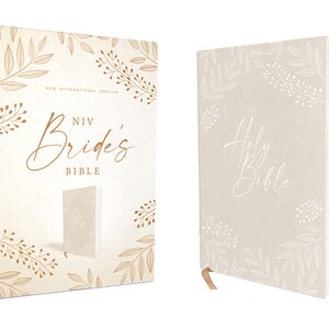 Biblia de Novia NVI PERSONALIZADA - Tela sobre tabla - Crema. *** Impresión de nombre personalizada