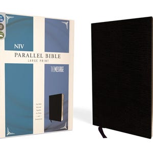 Personalized *** NIV / The Message Side-by-Side Bible - Bonded Leather - Black - Large Print *** Custom Name Imprint