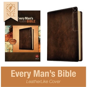 PERSONALIZED *** NLT Every Man&#39;s Bible: Deluxe Explorer Edition - LeatherLike Brown *** Custom Name Imprint