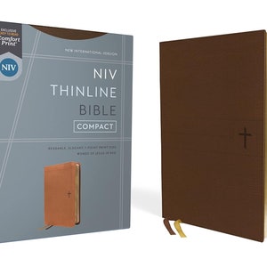 PERSONALIZED       NIV Compact dünne Bibel - Komfort Druck - weiche Leder-optik - braun  