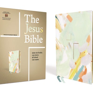 PERSONALIZED *** ESV, The Jesus Bible,  Multi-color/Teal. *** Custom Name Imprint