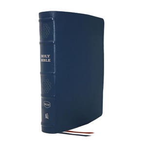 Biblia de referencia NVI personalizada de una sola columna - Impresión cómoda - Cuero genuino - Azul *** Impresión de nombre personalizada