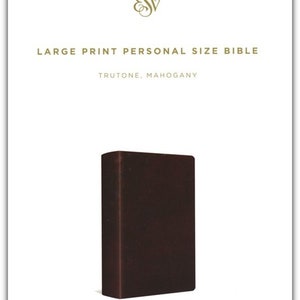 PERSONALIZED *** ESV Large Print Personal Size Bible - Soft Leather-look - Mahogany. *** Custom Name Imprint