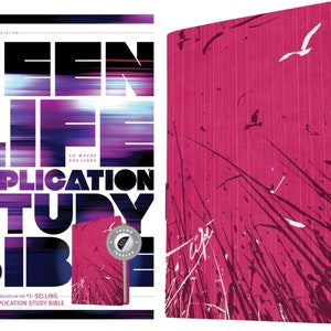 PERSONALIZED *** NLT Teen Life Application Study Bible, Soft Leather-look, Pink Fields - INDEXED  *** Custom Name Imprint