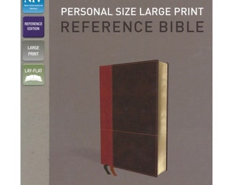 PERSONALIZED *** NIV Comfort Print Personal Size Reference Bible, Large Print, Imitation Leather, Brown, Indexed. *** Custom Name Imprint