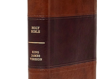 GEPERSONALISEERD *** KJV-referentiebijbel met grote druk op persoonlijke grootte - zadelbruin met leer, geïndexeerd *** GEPERSONALISEERD